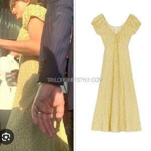 Doen Sofia Dress Yellow Moonflower Taylor Swift Large NWT
